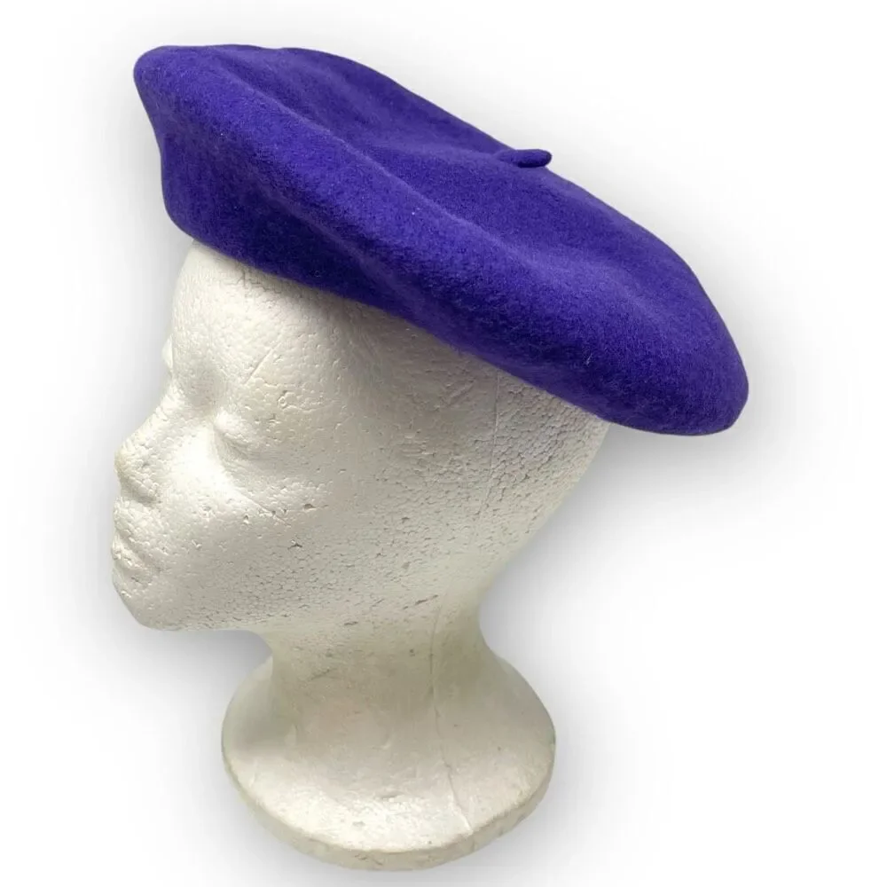 KB Beret Hat Purple Wool Felt Classic Beret Cap Cabbie Newsboy Women’s OSFM